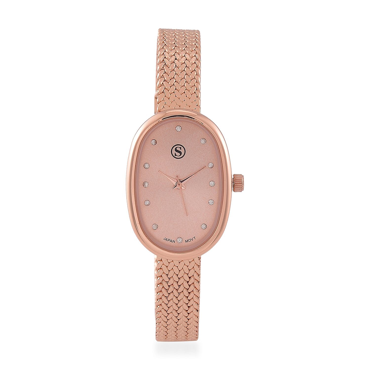 Austrian Crystal Japanese Movement Watch in ION Plated RG Stainless Steel