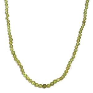 Peridot Beaded 62.00 ctw Necklace 20 Inches in Rhodium Over Sterling Silver 