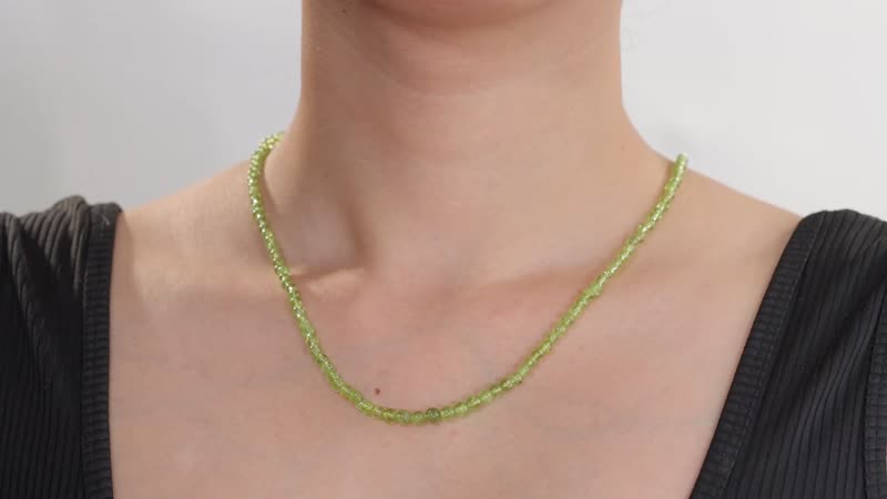 Peridot Beaded 62.00 ctw Necklace 20 Inches in Rhodium Over Sterling Silver