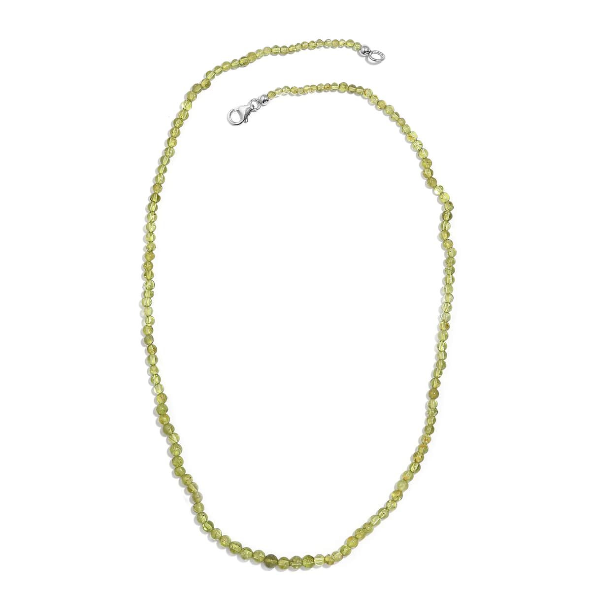 Peridot Beaded 62.00 ctw Necklace 20 Inches in Rhodium Over Sterling Silver  image number 3