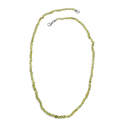 Peridot Beaded 62.00 ctw Necklace 20 Inches in Rhodium Over Sterling Silver 