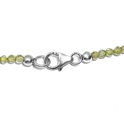 Peridot Beaded 62.00 ctw Necklace 20 Inches in Rhodium Over Sterling Silver 