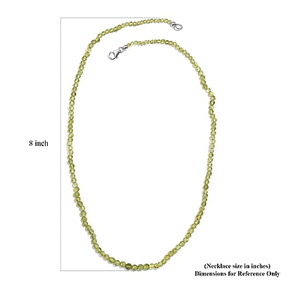 Peridot Beaded 62.00 ctw Necklace 20 Inches in Rhodium Over Sterling Silver 