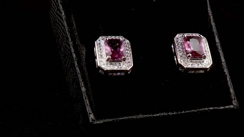 Simulated Alexandrite and Simulated Diamond 3.65 ctw Earrings in Silvertone