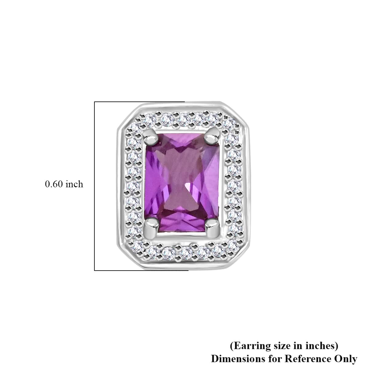 Simulated Alexandrite and Simulated Diamond 3.65 ctw Earrings in Silvertone image number 4