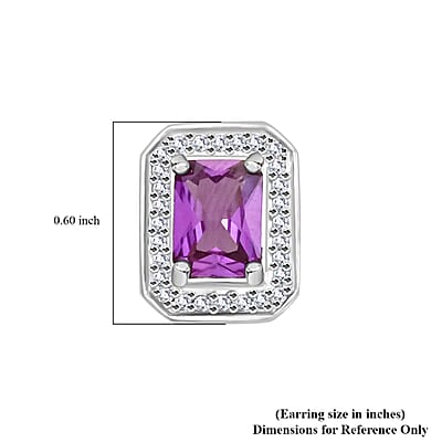 Simulated Alexandrite and Simulated Diamond 3.65 ctw Earrings in Silvertone
