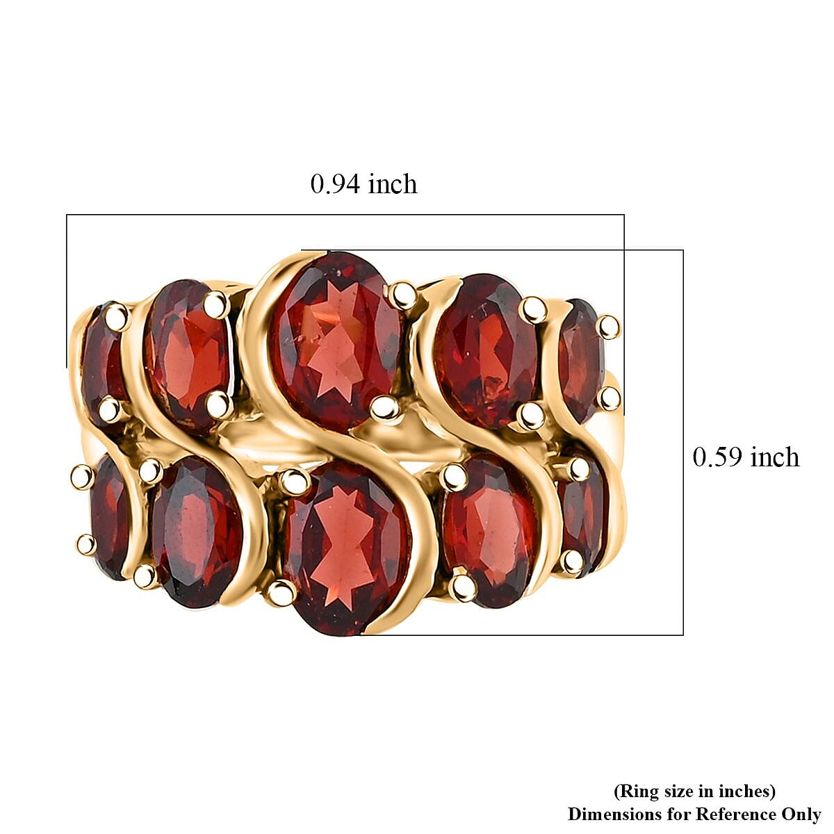 Mozambique Garnet 5.50 ctw Ring in Goldtone (Size 9.0) image number 3