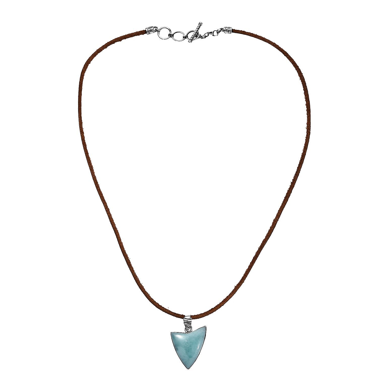 D'Joy Artisan Crafted Larimar 24.50 ctw Arrow Pendant without Chain in Sterling Silver with Leather Cord