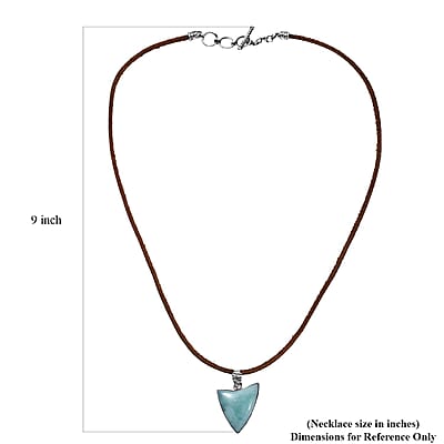 D'Joy Artisan Crafted Larimar 24.50 ctw Arrow Pendant without Chain in Sterling Silver with Leather Cord