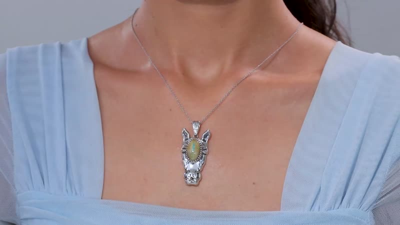 Artisan Crafted Royston Ribbon Turquoise Fancy Pendant in Black Oxidized Sterling Silver 6.70 ctw