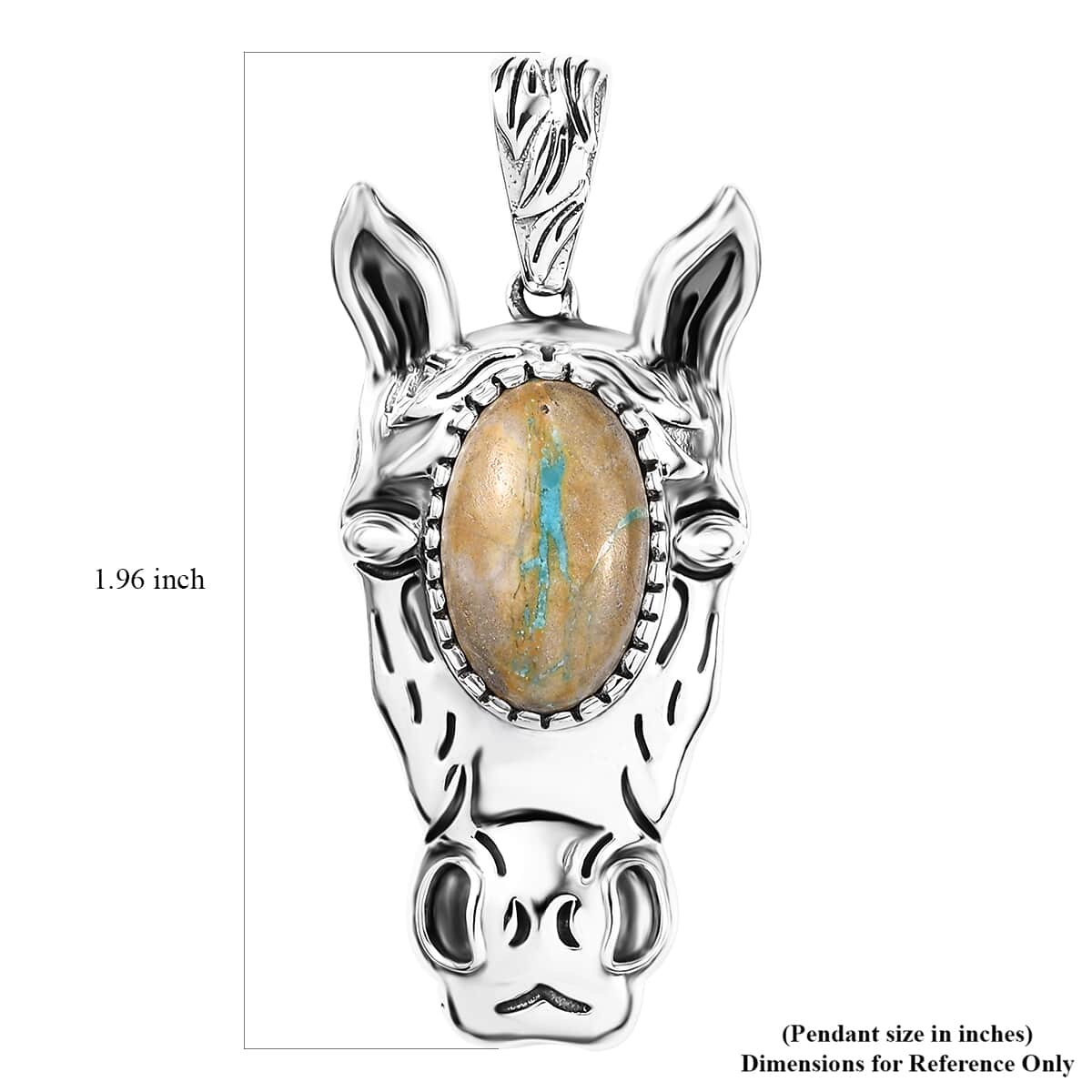 Artisan Crafted Royston Ribbon Turquoise 6.70 ctw Horse Head Pendant in Black Oxidized Sterling Silver image number 5