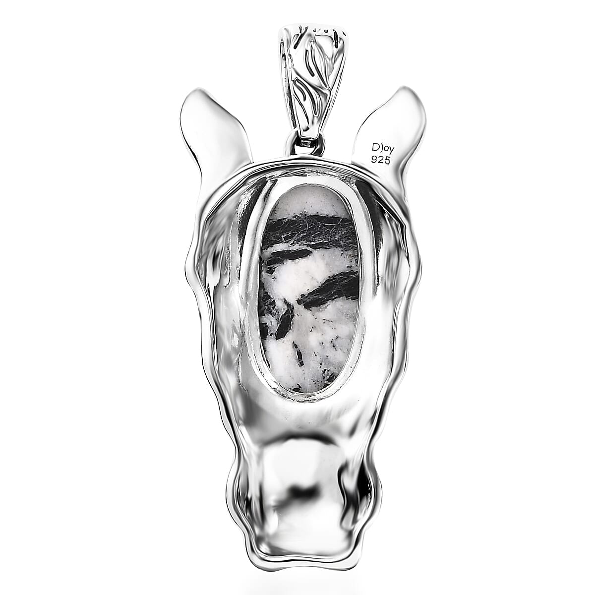 D'Joy Artisan Crafted White Buffalo 8.80 ctw Horse Head Pendant without Chain in Black Oxidized Sterling Silver image number 4