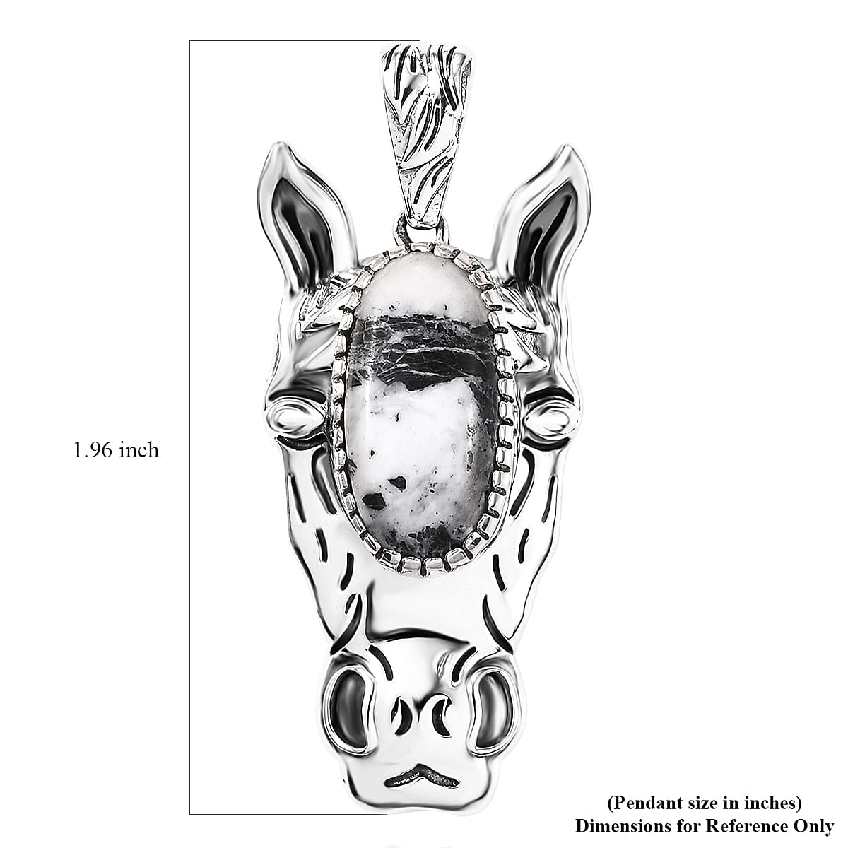 D'Joy Artisan Crafted White Buffalo 8.80 ctw Horse Head Pendant without Chain in Black Oxidized Sterling Silver image number 5