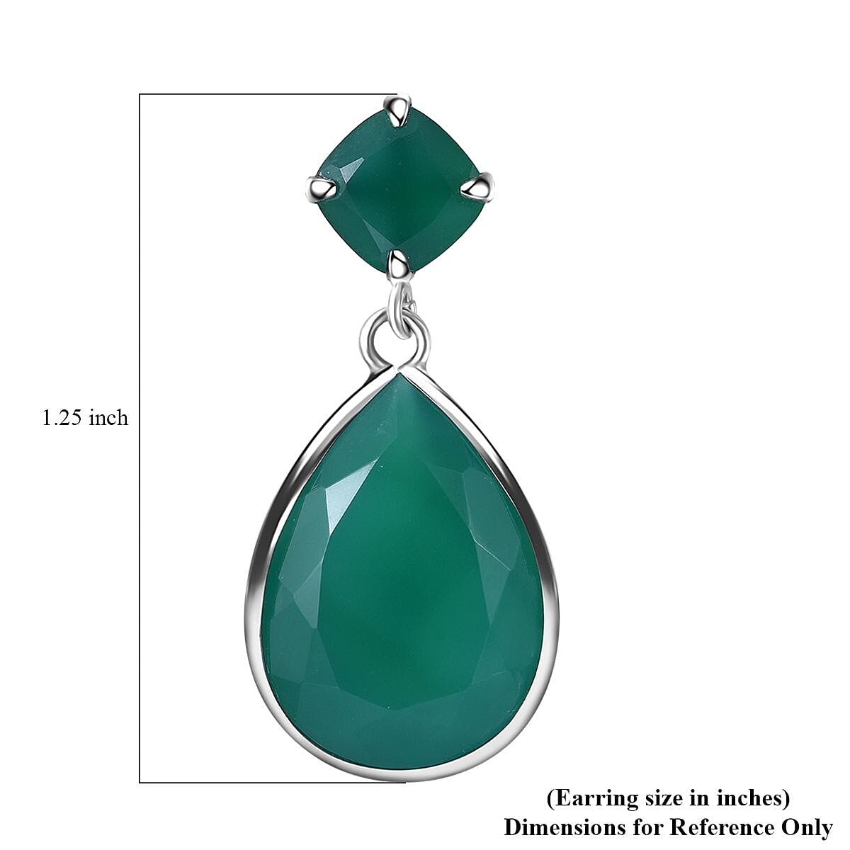 Verde Onyx 21.50 ctw Drop Earrings in Rhodium Over Sterling Silver 