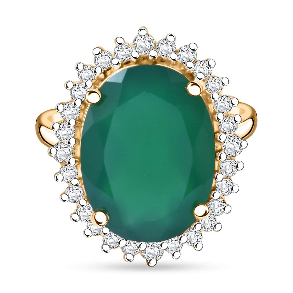 Verde Onyx and White Zircon 8.75 ctw Forest Bloom Ring in Vermeil Yellow Gold Over Sterling Silver (Size 10.0) image number 0