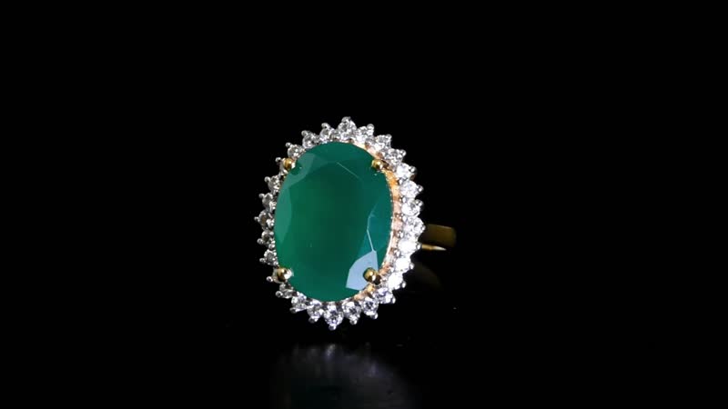 Verde Onyx and White Zircon 8.75 ctw Forest Bloom Ring in Vermeil Yellow Gold Over Sterling Silver (Size 10.0)