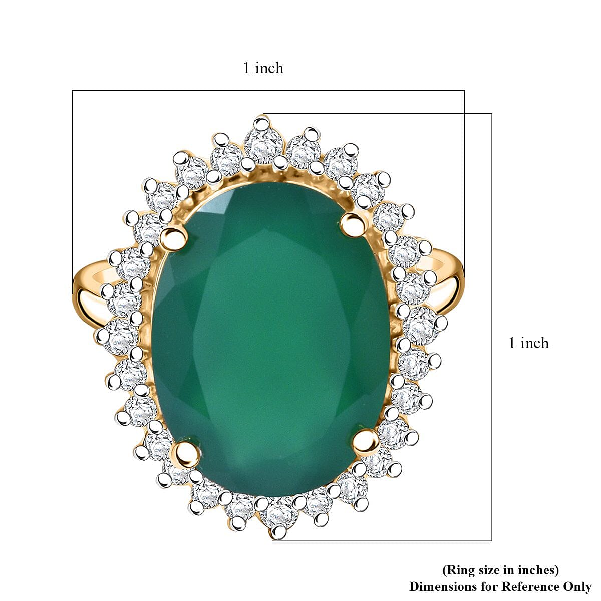 Verde Onyx and White Zircon 8.75 ctw Forest Bloom Ring in Vermeil Yellow Gold Over Sterling Silver (Size 10.0)