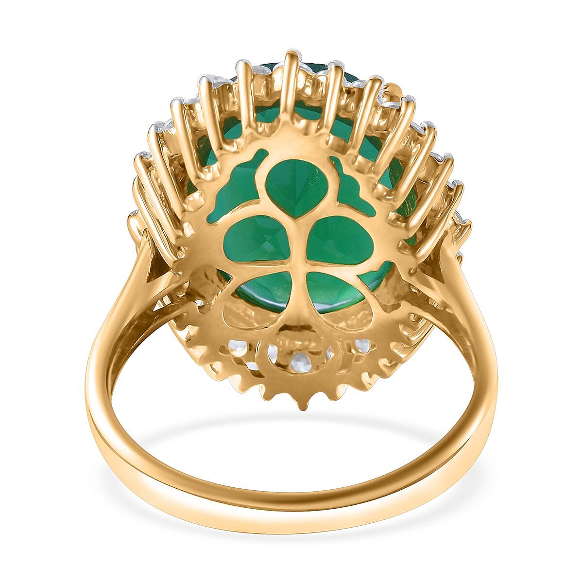 Verde Onyx and White Zircon 8.75 ctw Forest Bloom Ring in Vermeil Yellow Gold Over Sterling Silver (Size 8.0) image number 3