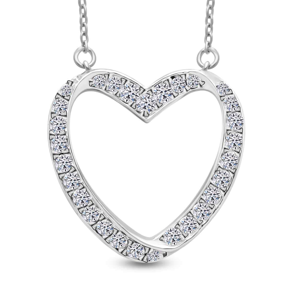 Luxuriant Lab Grown Diamond G-H SI 0.50 ctw Heart Necklace in Platinum Over Sterling Silver 18-20 Inches image number 0