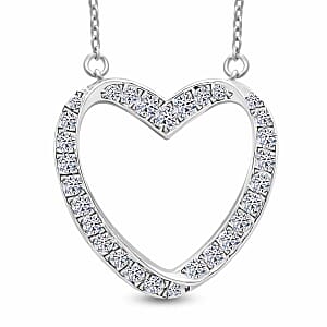 Luxuriant Lab Grown Diamond G-H SI 0.50 ctw Heart Necklace in Platinum Over Sterling Silver 18-20 Inches