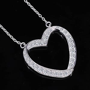 Luxuriant Lab Grown Diamond G-H SI 0.50 ctw Heart Necklace in Platinum Over Sterling Silver 18-20 Inches
