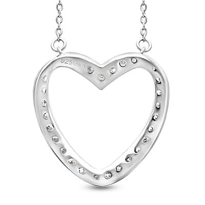 Luxuriant Lab Grown Diamond G-H SI 0.50 ctw Heart Necklace in Platinum Over Sterling Silver 18-20 Inches
