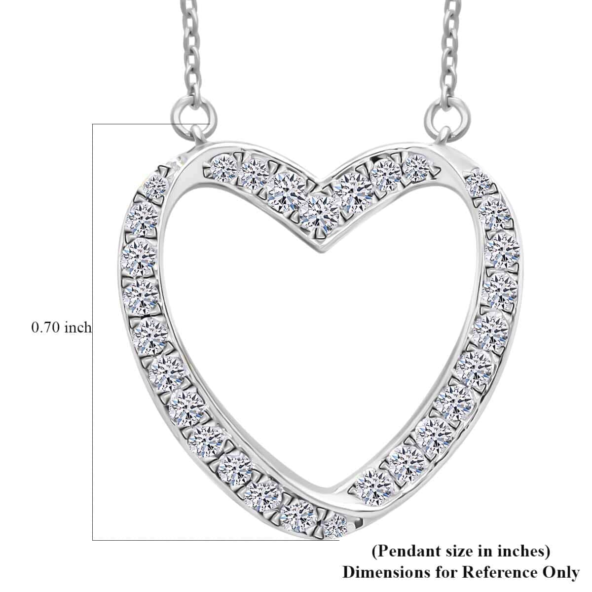 Luxuriant Lab Grown Diamond G-H SI 0.50 ctw Heart Necklace in Platinum Over Sterling Silver 18-20 Inches image number 5