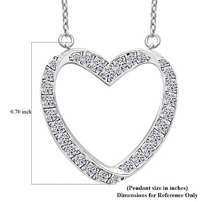 Luxuriant Lab Grown Diamond G-H SI 0.50 ctw Heart Necklace in Platinum Over Sterling Silver 18-20 Inches