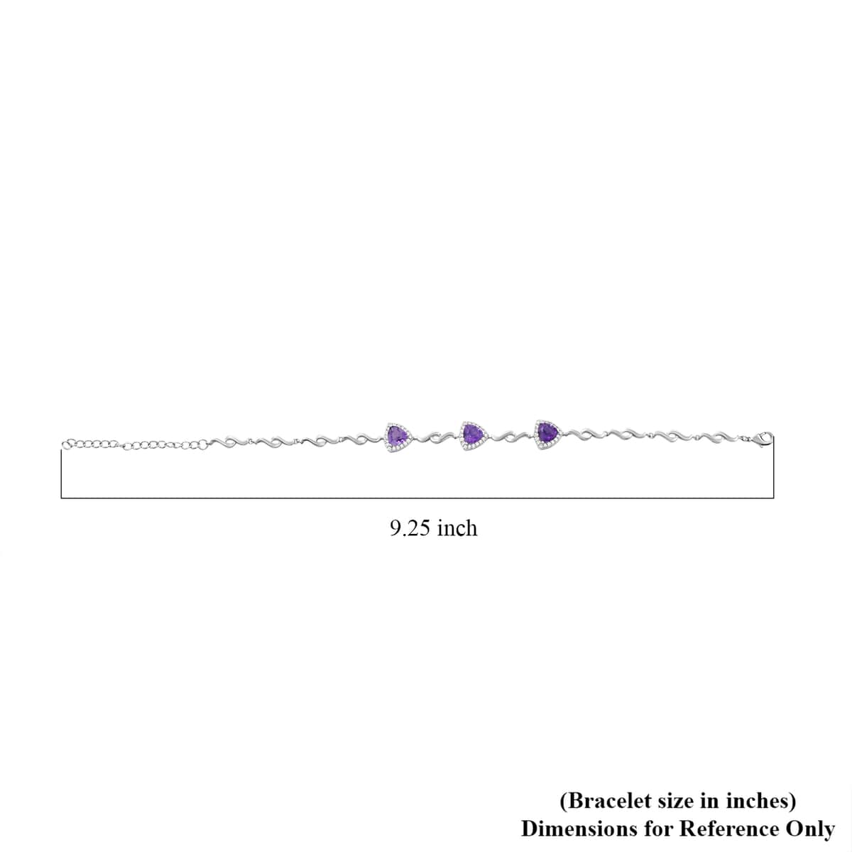 Amethyst and Simulated Diamond 2.65 ctw Bracelet in Silvertone (8.00 In) image number 4