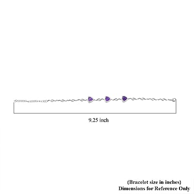 Amethyst and Simulated Diamond 2.65 ctw Bracelet in Silvertone (8.00 In)