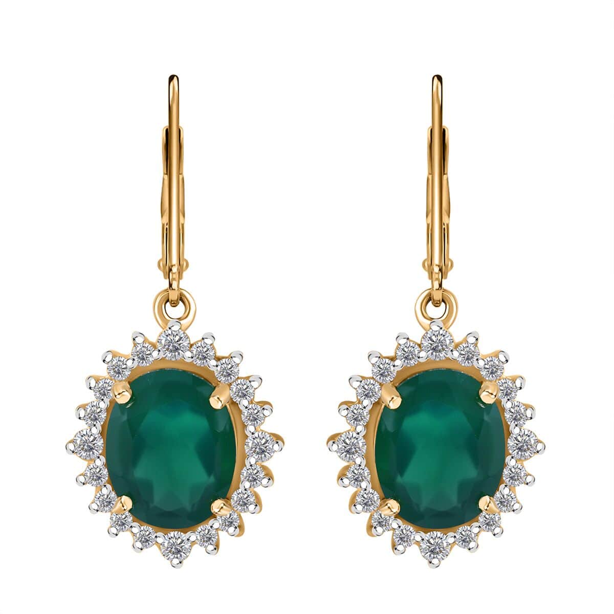 Verde Onyx and White Zircon 6.15 ctw Forest Bloom Earrings in Vermeil Yellow Gold Over Sterling Silver image number 0