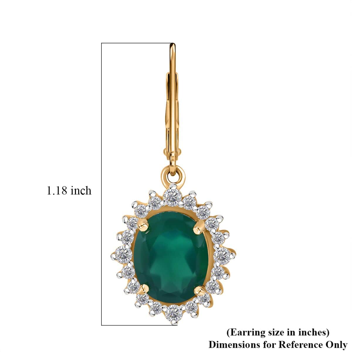 Verde Onyx and White Zircon 6.15 ctw Forest Bloom Earrings in Vermeil Yellow Gold Over Sterling Silver image number 4