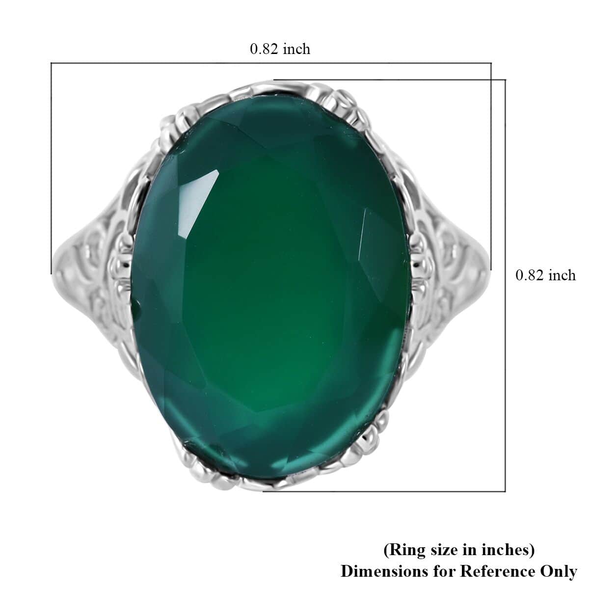 Verde Onyx 10.50 ctw Leafy Oasis Ring in Rhodium Over Sterling Silver image number 4