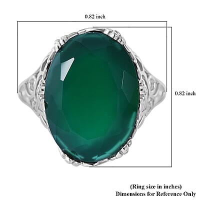 Verde Onyx 10.50 ctw Leafy Oasis Ring in Rhodium Over Sterling Silver (Size 10.0) 