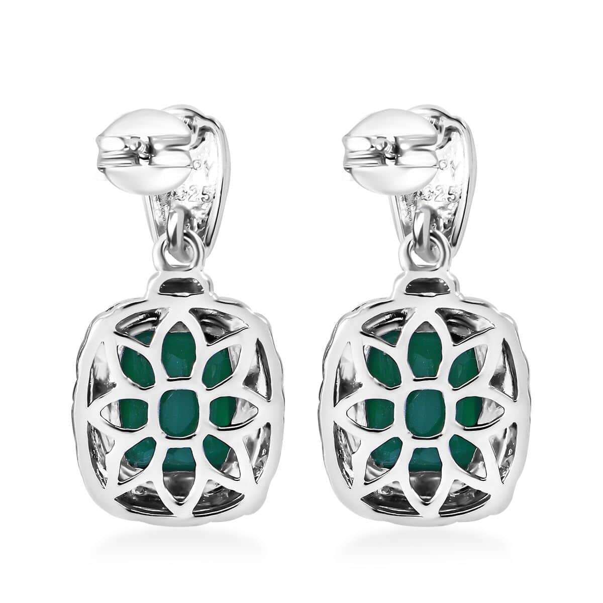 Verde Onyx 4.25 ctw Wooden Texture Earrings in Rhodium Over Sterling Silver  image number 3