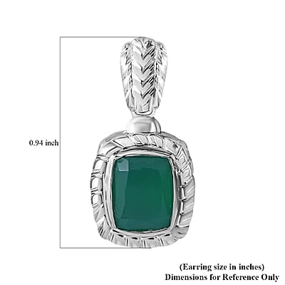Verde Onyx 4.25 ctw Wooden Texture Earrings in Rhodium Over Sterling Silver 