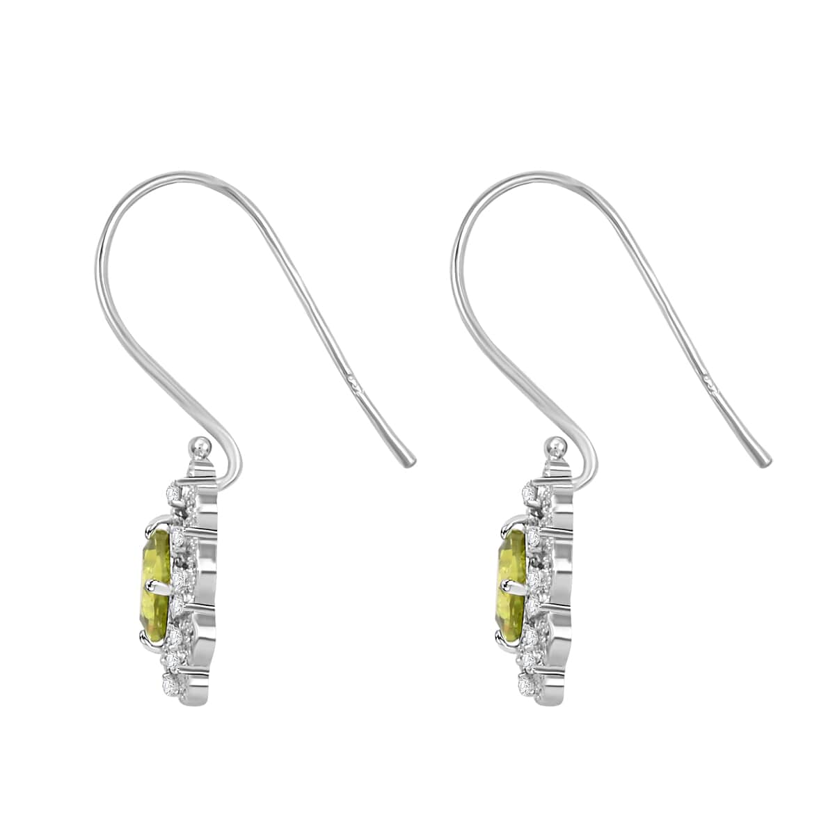 Simulated Peridot and Simulated Diamond Earrings in Silvertone 3.35 ctw image number 3