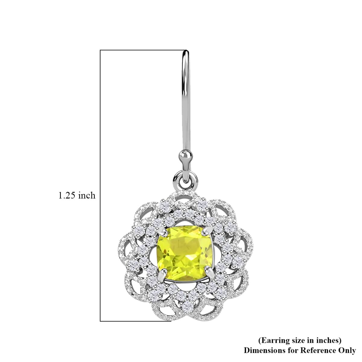 Simulated Peridot and Simulated Diamond Earrings in Silvertone 3.35 ctw image number 4