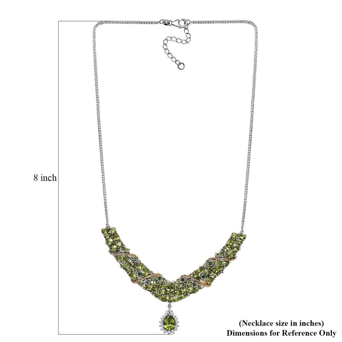 Hebei Peridot and Multi Gemstone 18.10 ctw Floral Vines Necklace in 18K Vermeil YG and Rhodium Over Sterling Silver 18 Inches image number 5