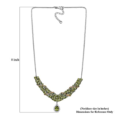 D'Joy Hebei Peridot and Multi Gemstone 18.10 ctw Floral Vines Necklace in 18K Vermeil YG and Rhodium Over Sterling Silver 18 Inches