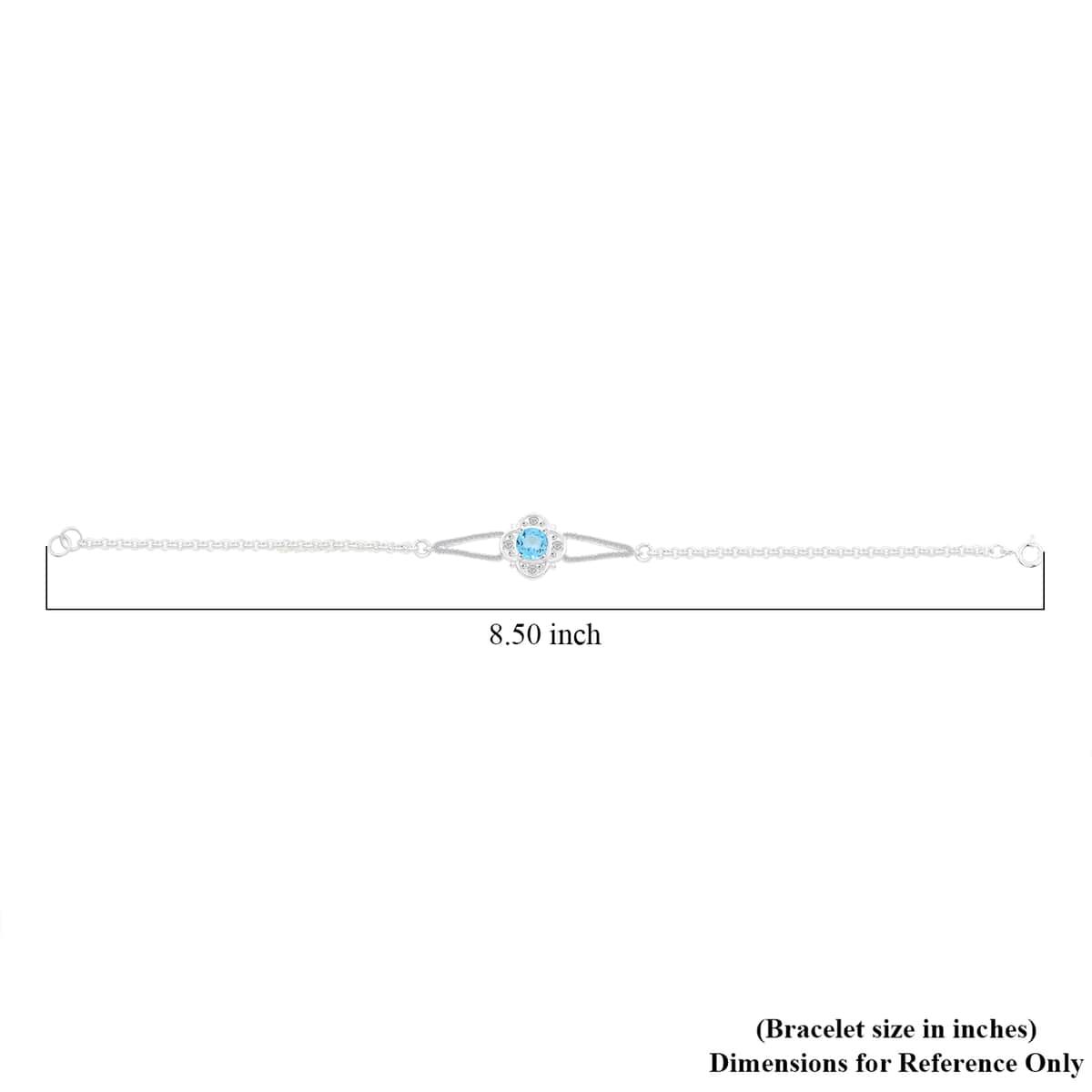 Blue Topaz and Simulated Diamond 1.40 ctw Bracelet in Sterling Silver (7.50 In) image number 4