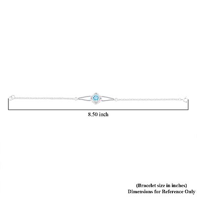 Blue Topaz and Simulated Diamond 1.40 ctw Bracelet in Sterling Silver (7.50 In)