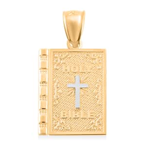 10K Yellow and White Gold Bible Charm Pendant 1.30 Grams