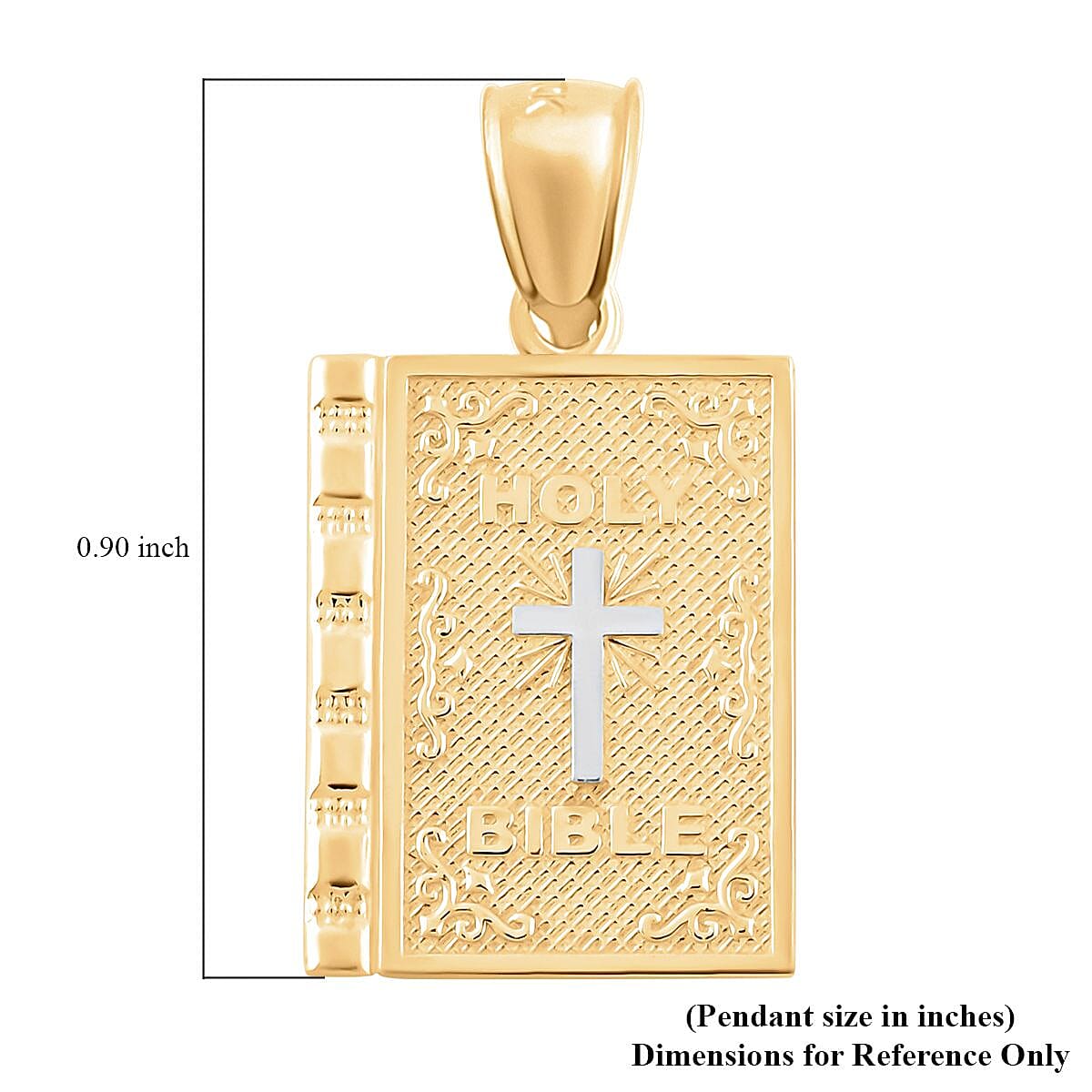 10K Yellow and White Gold Bible Charm Pendant without Chain 1.30 Grams