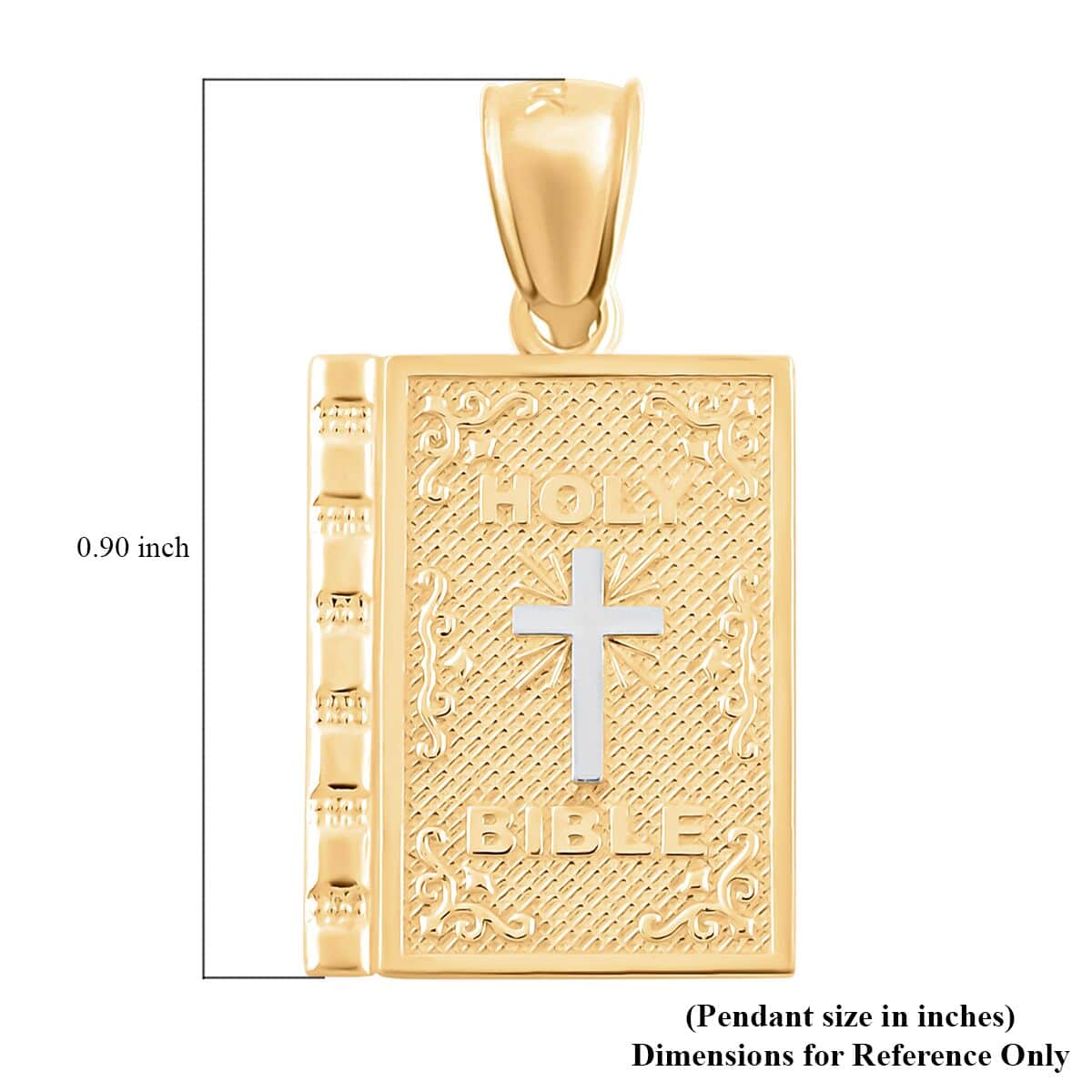 10K Yellow and White Gold Bible Charm Pendant 1.30 Grams image number 4