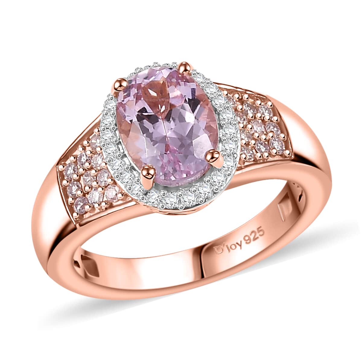 Premium Martha Rocha Kunzite, Natural Pink and White Diamond 2.20 ctw Ring in 18K Vermeil Rose Gold Over Sterling Silver (Size 10.0) image number 0