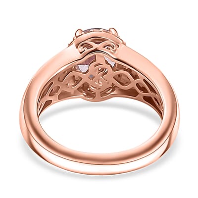 Martha Rocha Kunzite, Natural Pink and White Diamond 2.20 ctw Infinity Love Ring in 18K Vermeil Rose Gold Over Sterling Silver (Size 10.0)