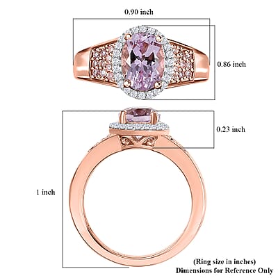 Martha Rocha Kunzite, Natural Pink and White Diamond 2.20 ctw Infinity Love Ring in 18K Vermeil Rose Gold Over Sterling Silver (Size 10.0)