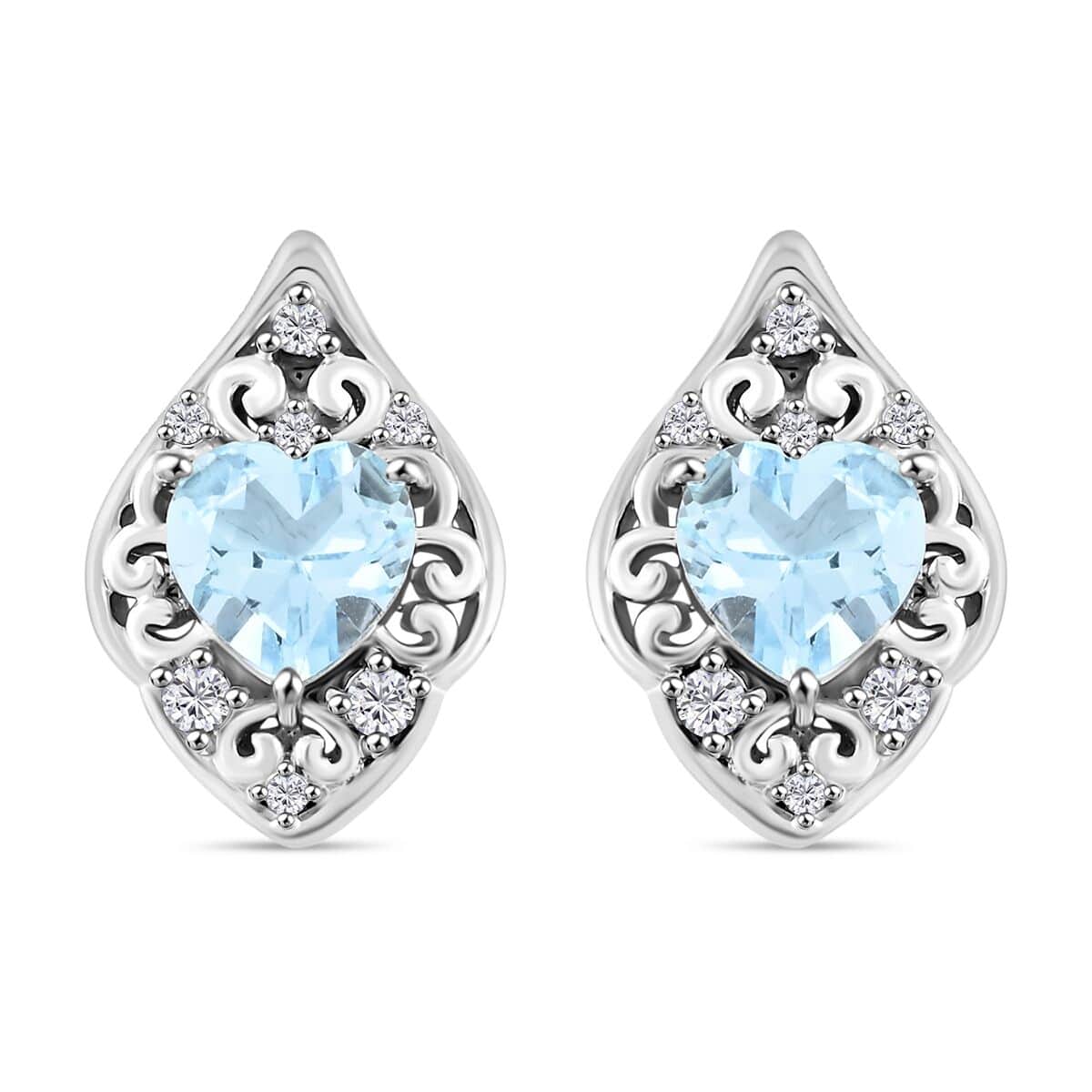 Blue Topaz and Simulated Diamond 3.35 ctw Earrings in Sterling Silver image number 0