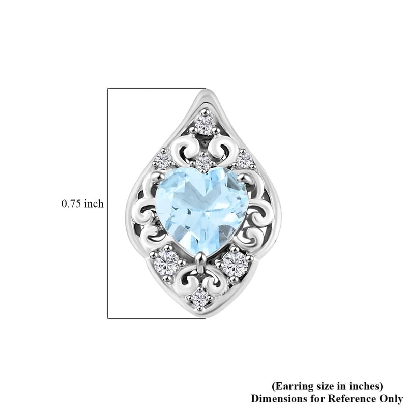 Blue Topaz and Simulated Diamond 3.35 ctw Earrings in Sterling Silver